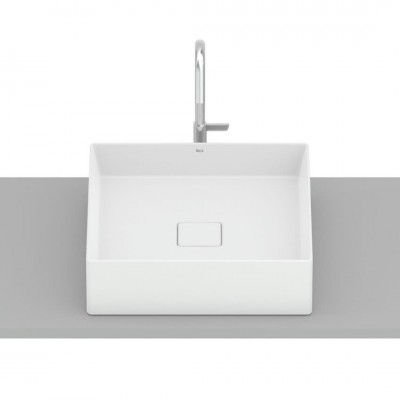 Roca Terra umywalka nablatowa 40 cm kwadratowa biały mat A32787Y620