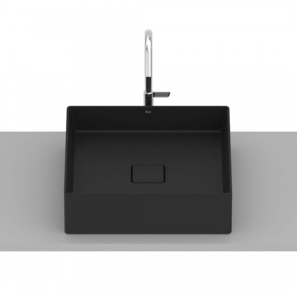 Roca Terra umywalka nablatowa 40 cm kwadratowa czarny mat A32787Y080