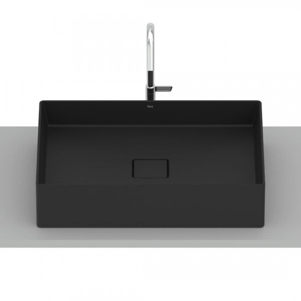 Roca Terra umywalka nablatowa 51x36 cm prostokątna czarny mat A32787Z080