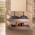 Roca Terra umywalka nablatowa 40 cm kwadratowa czarny mat A32787Y080