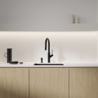 Omnires Bend bateria kuchenna stojąca z wyciąganą wylewką czarny mat BE6455BL