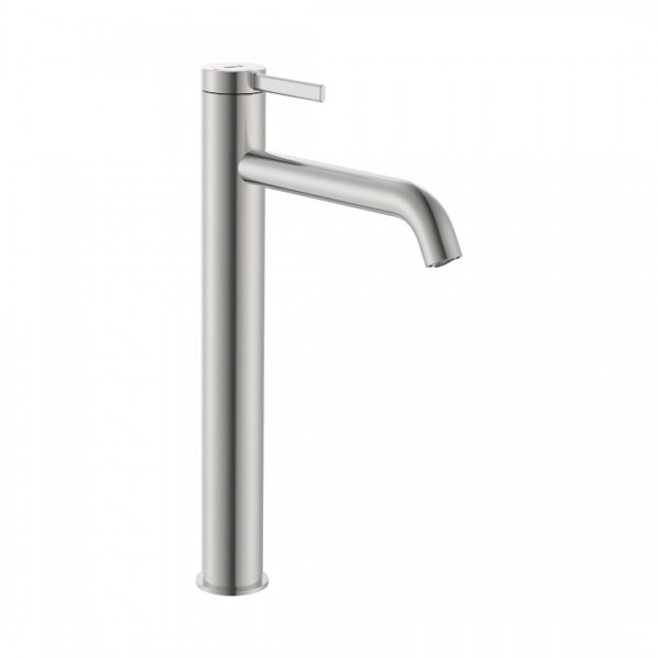 Roca Ona bateria umywalkowa wysoka stojąca Cold Start z korkiem stal szczotkowana A5A349ESM0