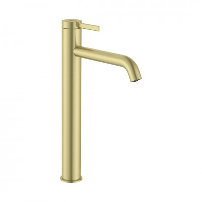 Roca Ona bateria umywalkowa wysoka stojąca Cold Start z korkiem złoty szczotkowany A5A349EVA0