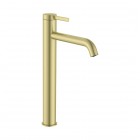 Roca Ona bateria umywalkowa wysoka stojąca Cold Start z korkiem złoty szczotkowany A5A349EVA0