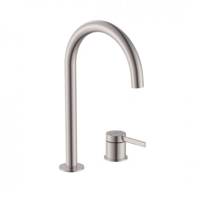 Roca Ona bateria umywalkowa wysoka stojąca z korkiem stal szczotkowana A5A389ESM0