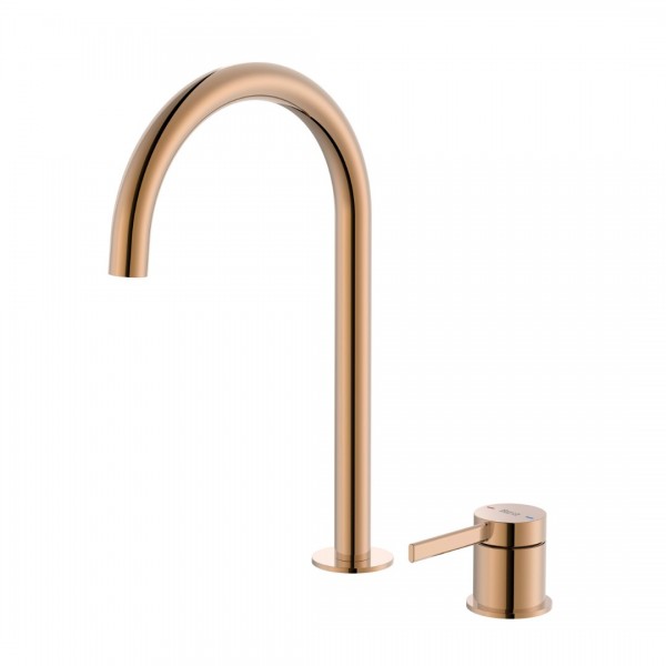 Roca Ona bateria umywalkowa wysoka stojąca z korkiem złoto różowe A5A389ERG0