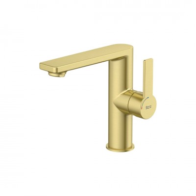 Roca Targa bateria umywalkowa stojąca Cold Start złoty szczotkowany A5A405FVA0