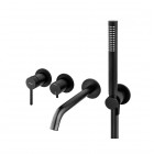 Oltens Rann bateria wannowa podtynkowa 4-otworowa czarny mat 34110300