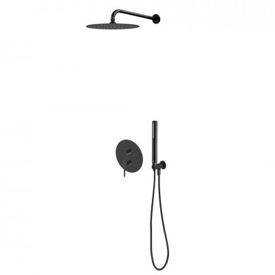 Oltens Rann zestaw prysznicowy podtynkowy deszczownica 30 cm czarny mat 36630300