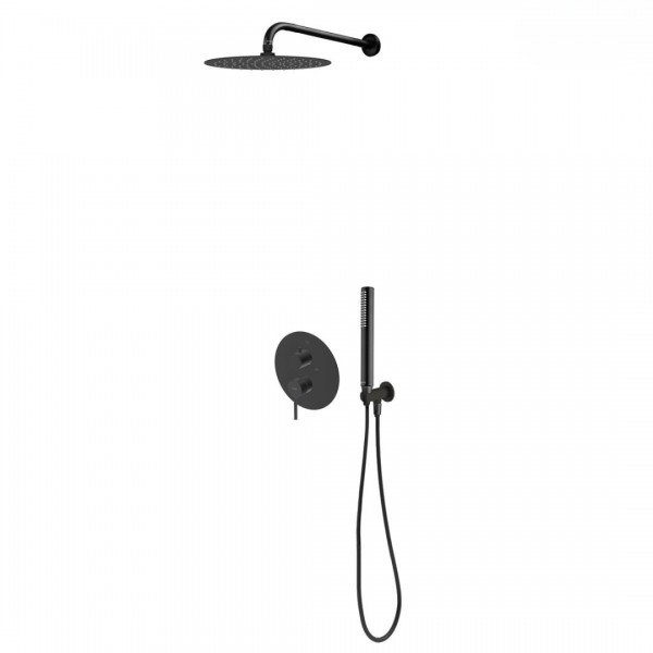Oltens Rann zestaw prysznicowy podtynkowy deszczownica 30 cm czarny mat 36630300