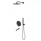 Oltens Rann zestaw wannowo-prysznicowy podtynkowy deszczownica 30 cm czarny mat 36633300