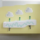 Geberit Bambini umywalka 140x39 cm wisząca lewa biała wzór zielony/jasnozielony 502.975.79.1