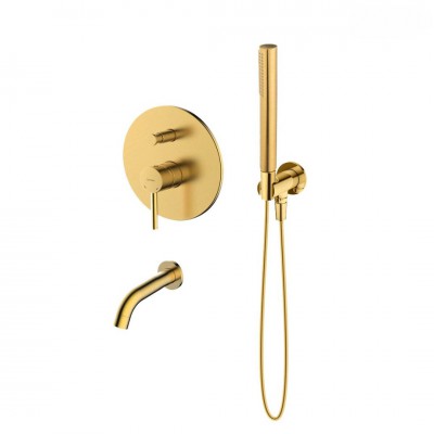 Oltens Molle zestaw wannowo-prysznicowy podtynkowy złoto szczotkowane 36602810