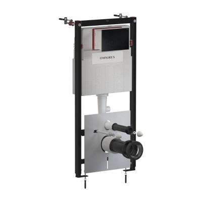 Omnires Flush Set Strongframe 3w1 stelaż podtynkowy do WC przycisk spłukujący czarny mat STFWC1M-RBLM
