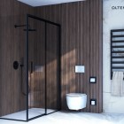 Oltens Grotta półka wnękowa z uchwytem na papier toaletowy 74 cm czarny mat 81113300