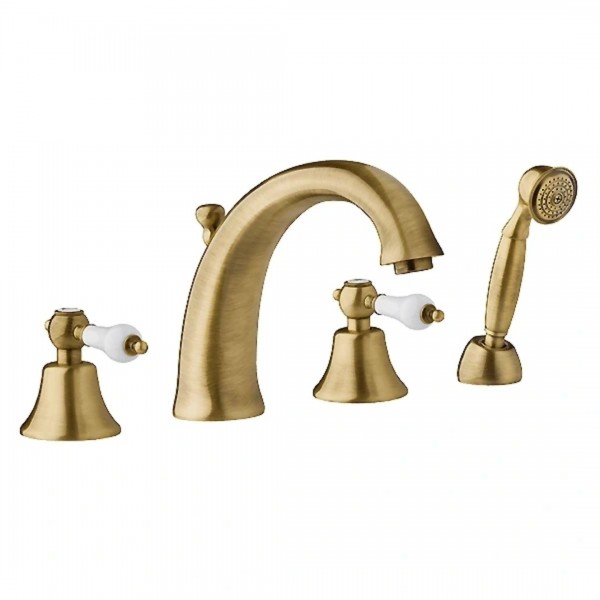 Demm Retro Etros bateria wannowa 4-otworowa stare złoto 2120/BR