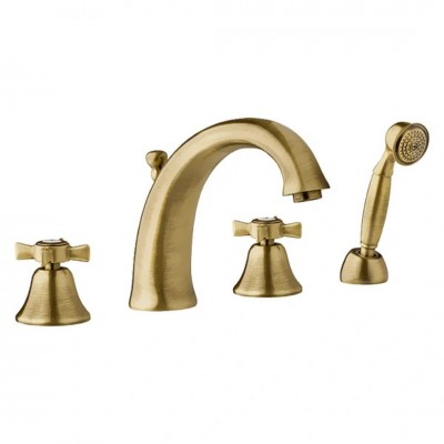 Demm Retro Victorian bateria wannowa 4-otworowa stare złoto 2228V/BR