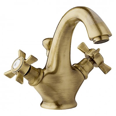 Demm Retro Victorian bateria umywalkowa dwuuchwytowa stare złoto 2275V/BR