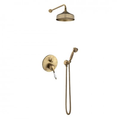 Demm Retro Vara kompletny zestaw prysznicowy deszczownica + słuchawka retro stare złoto 3852/BR