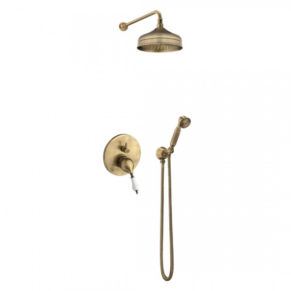 Demm Retro Vara kompletny zestaw prysznicowy deszczownica + słuchawka retro stare złoto 3852/BR