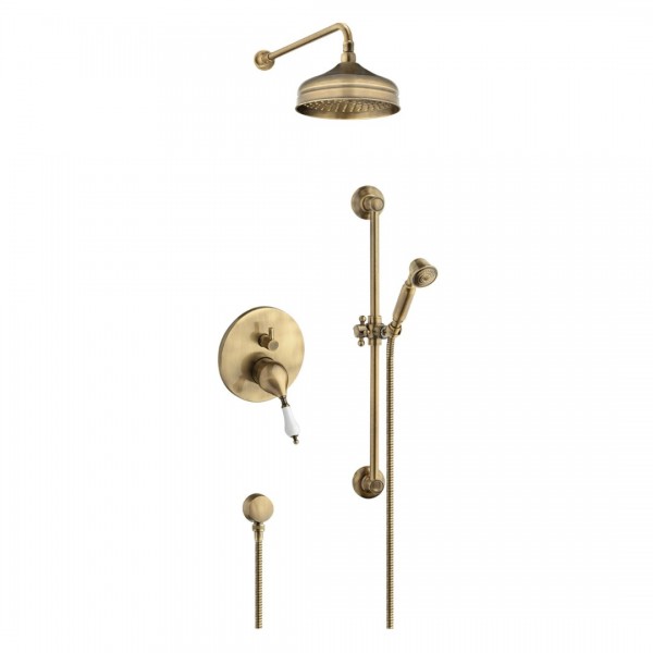 Demm Retro Vara kompletny zestaw prysznicowy deszczownica + zestaw natryskowy retro stare złoto 3856/BR