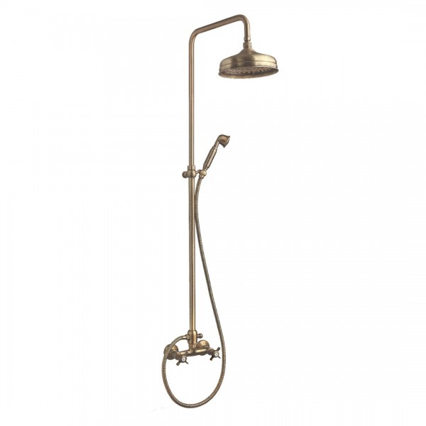 Demm Retro Victorian kolumna natryskowa z deszczownicą stare złoto 15311V/BR