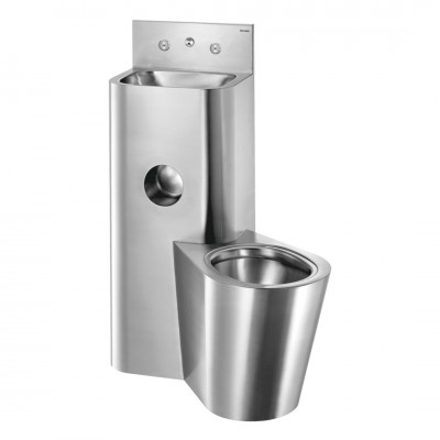 Delabie Kompact TC moduł umywalka z miską WC stojącą stal nierdzewna satynowa 166600