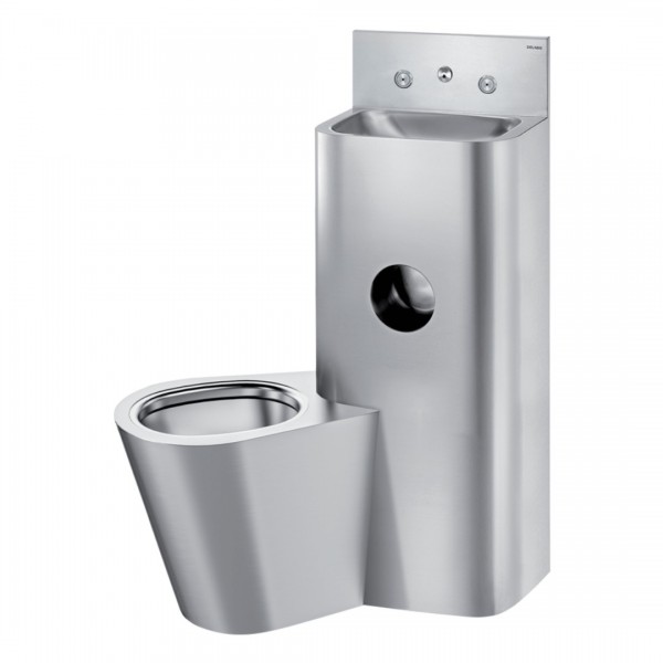 Delabie Kompact TC moduł umywalka z miską WC stojącą stal nierdzewna satynowa 166700