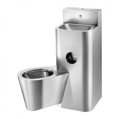 Delabie Kompact moduł umywalka z miską WC wiszącą stal nierdzewna satynowa 162400