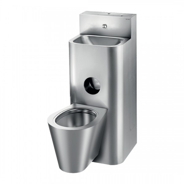 Delabie Kompact moduł umywalka z miską WC wiszącą stal nierdzewna satynowa 162500