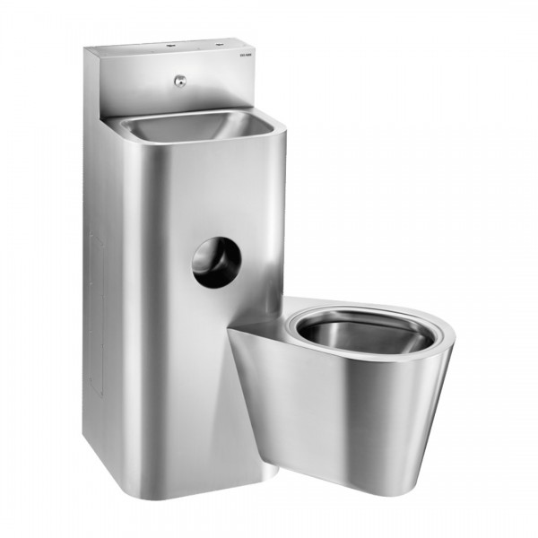 Delabie Kompact moduł umywalka z miską WC wiszącą stal nierdzewna satynowa 160300