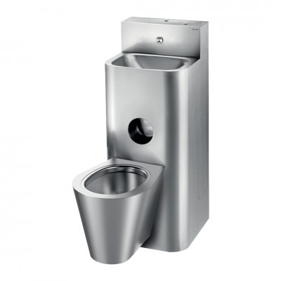 Delabie Kompact moduł umywalka z miską WC wiszącą stal nierdzewna satynowa 160500