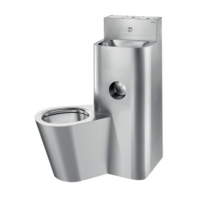 Delabie Kompact moduł umywalka z miską WC stojącą stal nierdzewna satynowa 160700