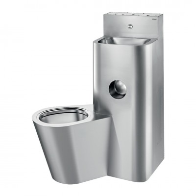 Delabie Kompact moduł umywalka z miską WC stojącą stal nierdzewna satynowa 161700