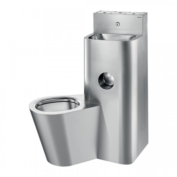 Delabie Kompact moduł umywalka z miską WC stojącą stal nierdzewna satynowa 161700