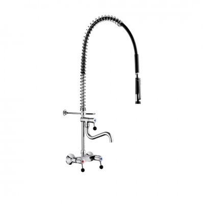 Delabie bateria kuchenna ścienna z wyciąganą wylewką chrom 5634