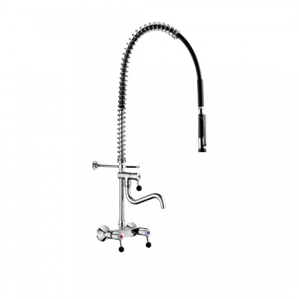 Delabie bateria kuchenna ścienna z wyciąganą wylewką chrom 5634