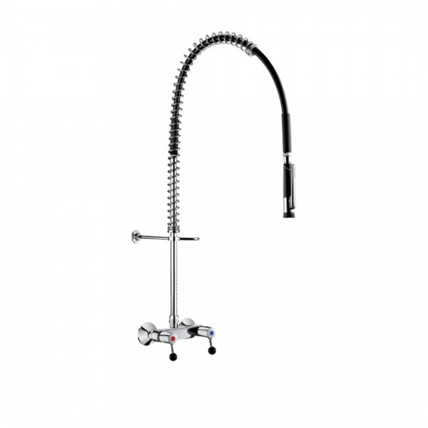 Delabie bateria kuchenna ścienna z wyciąganą wylewką chrom 5636