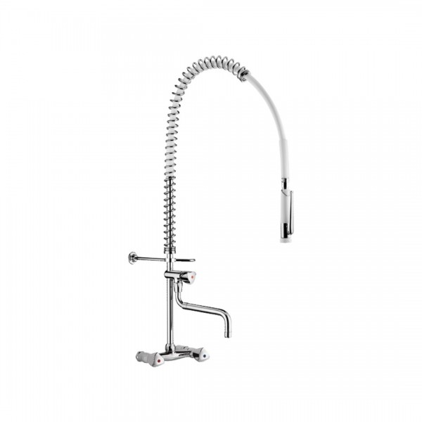 Delabie bateria kuchenna ścienna z wyciąganą wylewką chrom G6432