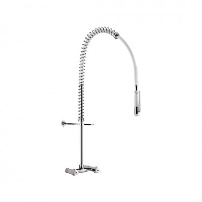 Delabie bateria kuchenna ścienna z wyciąganą wylewką chrom G6433