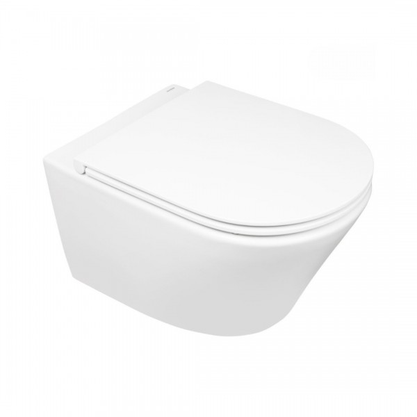 Oltens Jog Stille miska WC wisząca PureRim spłukiwanie wirowe z deską wolnoopadającą Slim biały połysk 42032000