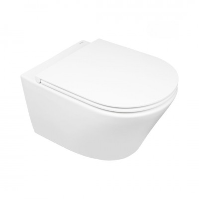Oltens Jog Stille miska WC wisząca PureRim spłukiwanie wirowe z deską wolnoopadającą Slim biały połysk 42032000
