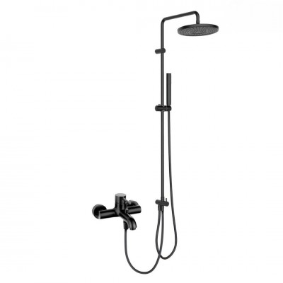 Oltens Molle zestaw wannowy ścienny deszczownica 25 cm czarny mat 36046300