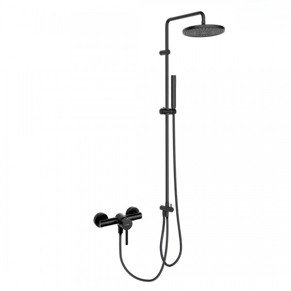 Oltens Molle zestaw prysznicowy ścienny z deszczownicą 25 cm czarny mat 36050300