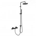 Oltens Hamnes zestaw prysznicowy ścienny z deszczownicą 25 cm czarny mat 36051300