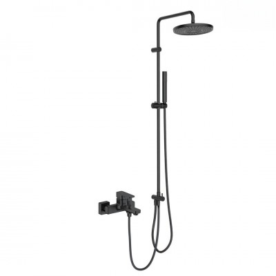 Oltens Hadsel zestaw wannowy ścienny deszczownica 25 cm czarny mat 36054300