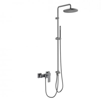 Oltens Hadsel zestaw prysznicowy ścienny z deszczownicą 25 cm grafit 36055400