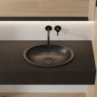 Omnires Shell M+ umywalka 54x37 cm owalna wpuszczana-podblatowa czarny lava mat SHELL480UPBLV