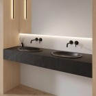 Omnires Shell M+ umywalka 54x37 cm owalna wpuszczana-podblatowa czarny lava mat SHELL480UPBLV