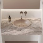 Omnires Shell M+ umywalka 44x31 cm owalna wpuszczana-podblatowa beżowy mat SHELL380UPDB